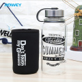 ROWEY Fashion Trend 1000 ml Glaswasserflasche Mini mit Edelstahldeckel Unzerbrechliche Glaswasserflasche